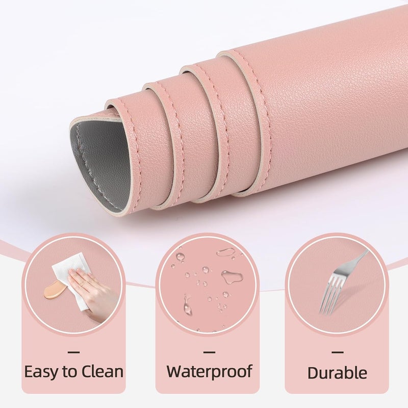 TOHONFOO Makeup Mat for Vanity to Protect Desk Top 43.3 x 15.7 in, Dual-Sided Makeup Mat, Easy to Clean Desk Pad - Waterproof and Oilproof Vanity Accessories (Pink and Silver) - Image 4